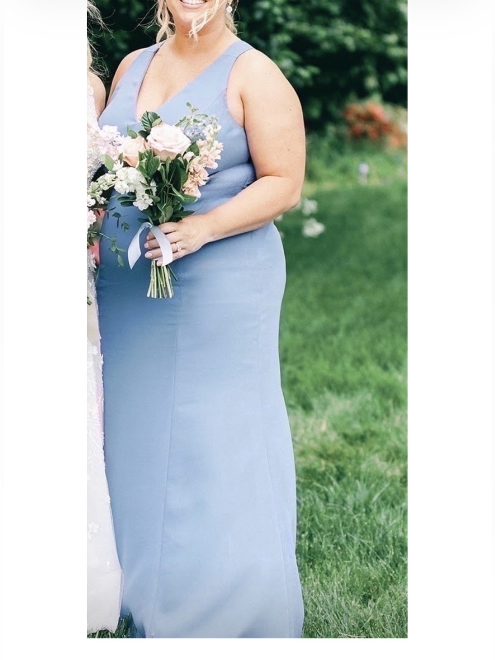 Bella V-Neck Floor-Length Women Formal Dress Lakespur Blue 20W - Picture 3 of 9